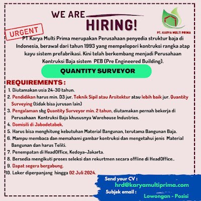 Quantity Surveyor (Urgently)