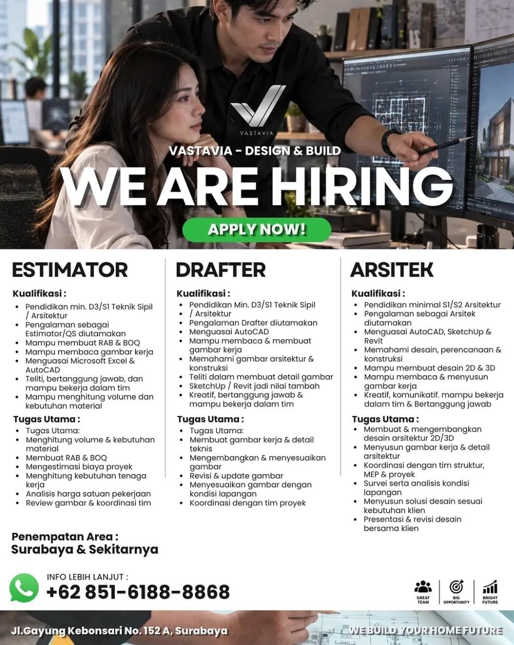 Estimator - Drafter - Arsitek
