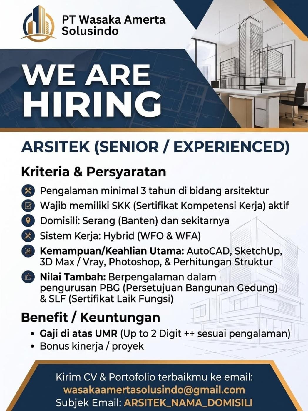 ARSITEK (SENIOR / EXPERIENCED)